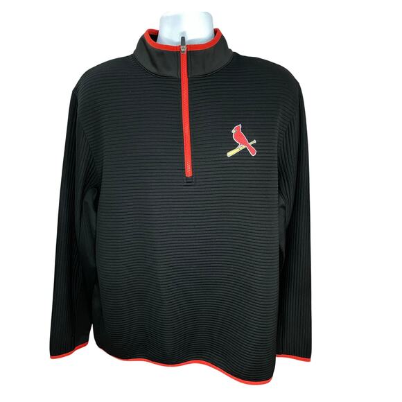 St. Louis Cardinals TX3 MLB Pullover Size XL Black Quarter Zip Lightweight Fan - Picture 1 of 8